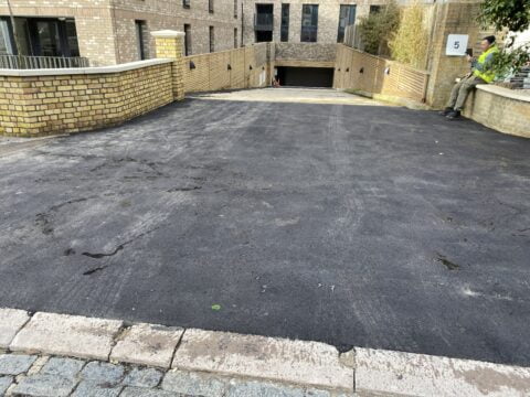 New tarmac to underground car park entrance in Brighton.